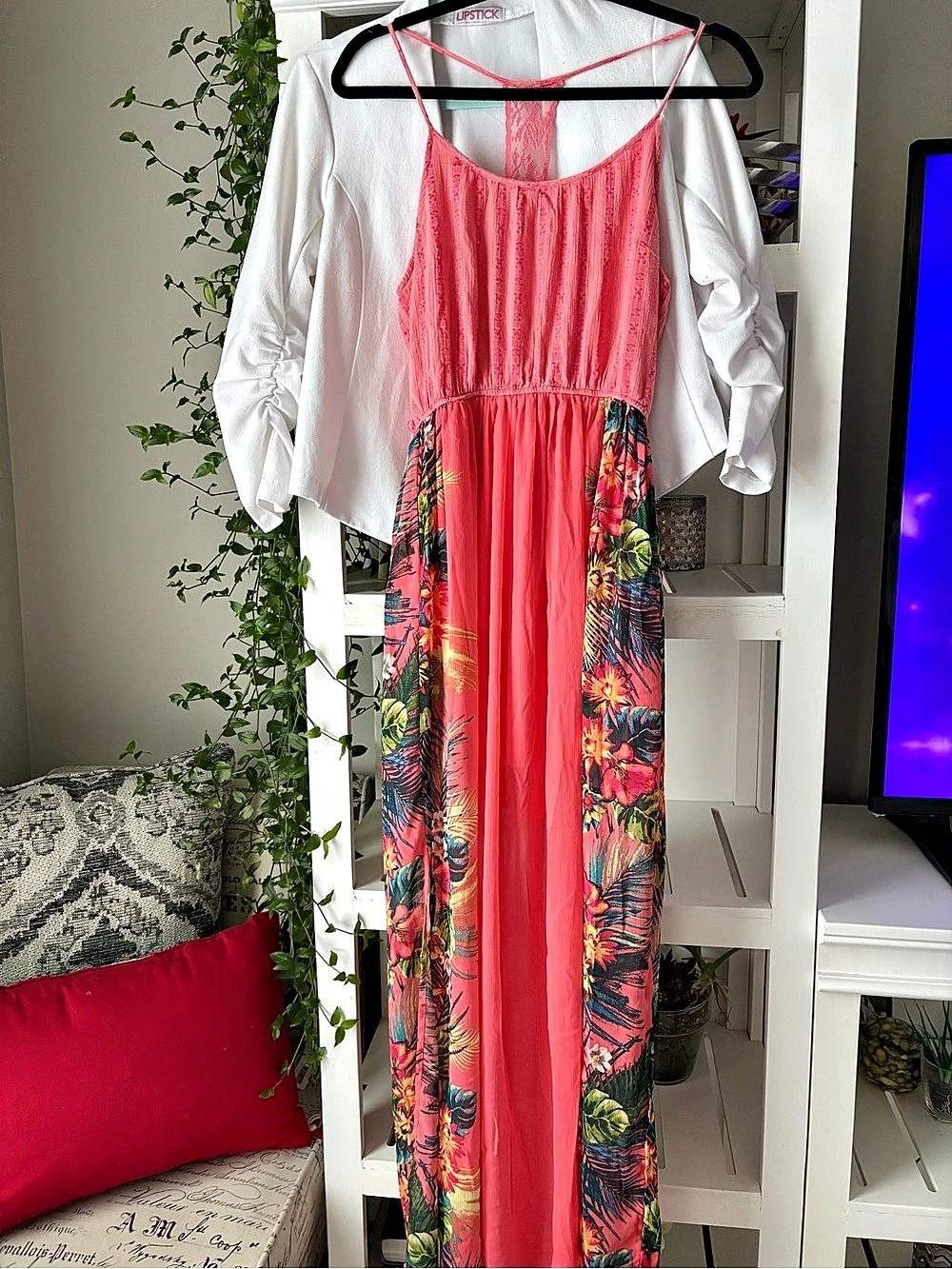 Candie's Floral Maxi Dress in Pink Size Large